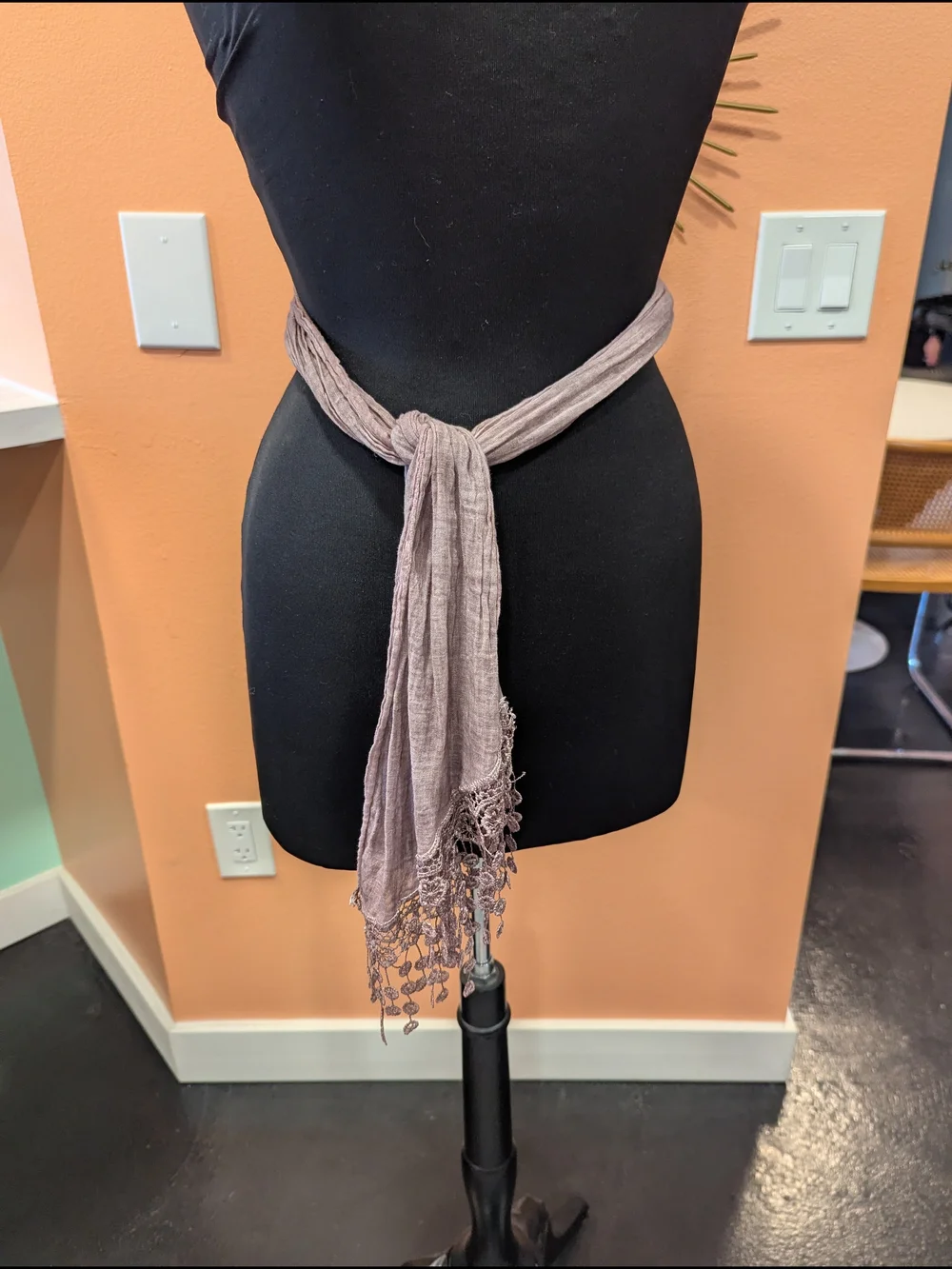 Vintage Mauve Pink Y2K Feminine Boho Babe Lace Scarf Festival Vibes Belt